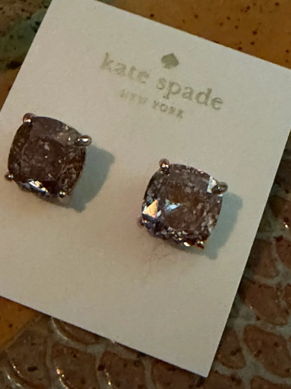 kate spade Crystal Cushion Stud Earrings